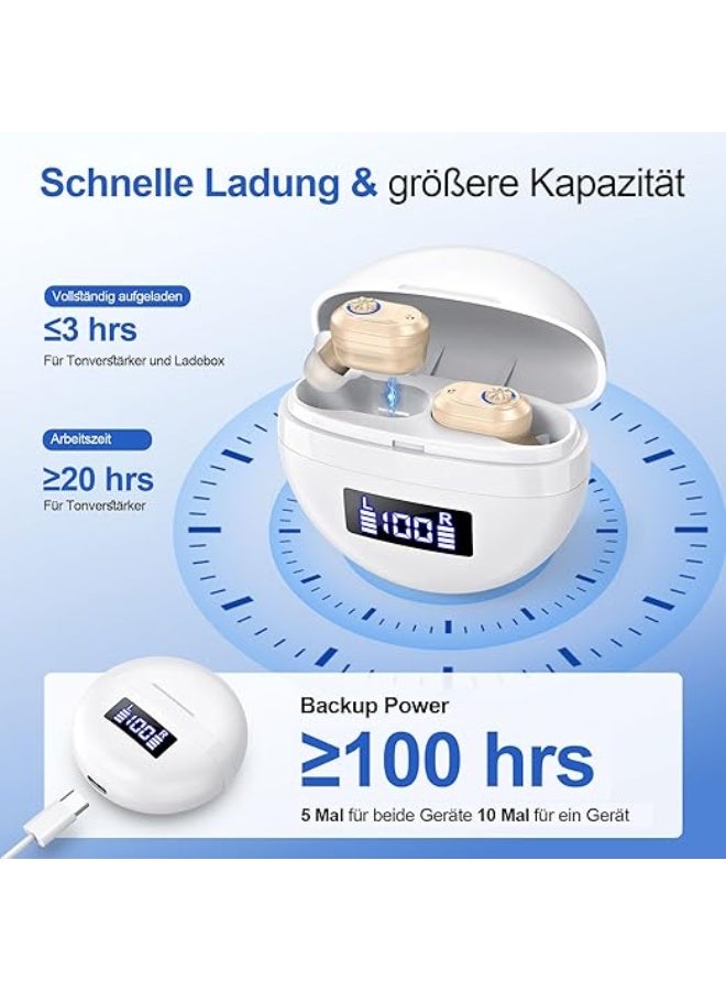 Hearing aids, invisible magnetic hearing aids, contact charging case with LED power display (white + skin color) - Image 3